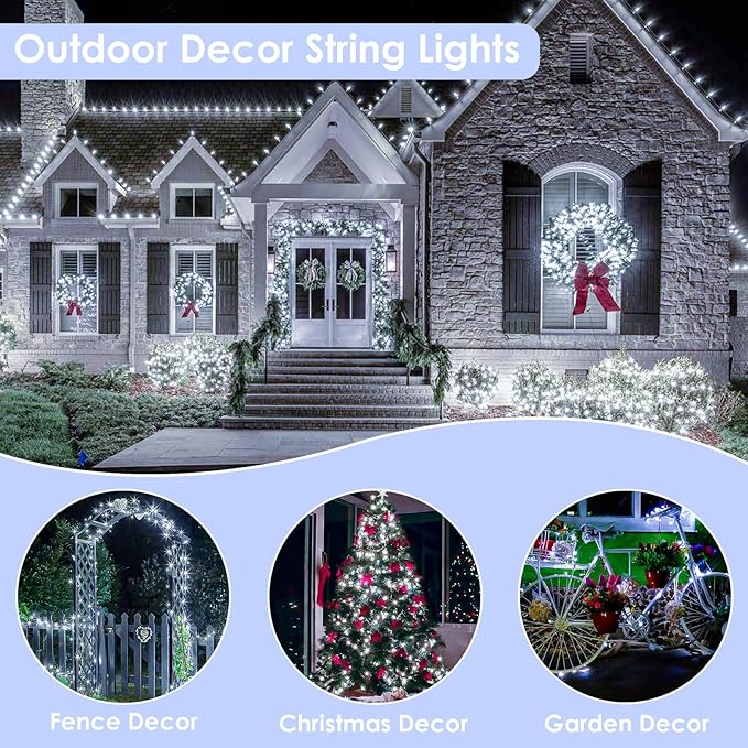 66Ft 200LED Fairy Lights Plug in with Remote, Waterproof String Lights Outdoor & Indoor 8 Modes with Timer, LED Twinkle Lights for Girl's Room Garden Patio Halloween Christmas Decorations (Cool White)