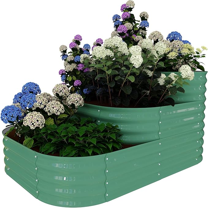 Galvanized Raised Garden Bed Kit – 61x42x31 in Outdoor Planter Box for Vegetables, Herbs & Flowers. Modular 3-In-1 Raised Garden Beds Outdoor with Open Base, Garden Box and Planters for Plants