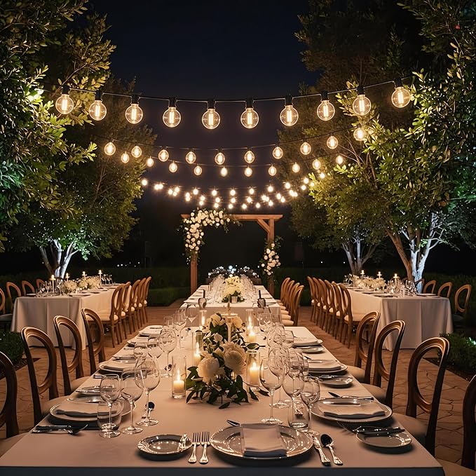 RTTY Dense-Glow 100FT All-Purpose Outdoor String Lights with 50 G40 Bulbs - Versatile for Patio & Deck Lighting, Backyard Gatherings, Poolside Evenings, and Intimate Wedding Decor