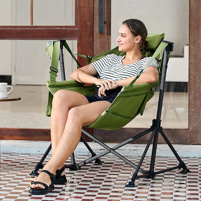 TIMBER RIDGE Hammock Camping Chair, Oversized Swinging Hammock Chair with Adjustable Back and Seat for Outdoor Lawn, Sports, Supports 400lbs, Green