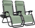 Best Choice Products Set of 2 Adjustable Steel Mesh Zero Gravity Lounge Chair Recliners w/Pillows and Cup Holder Trays - Sage Green