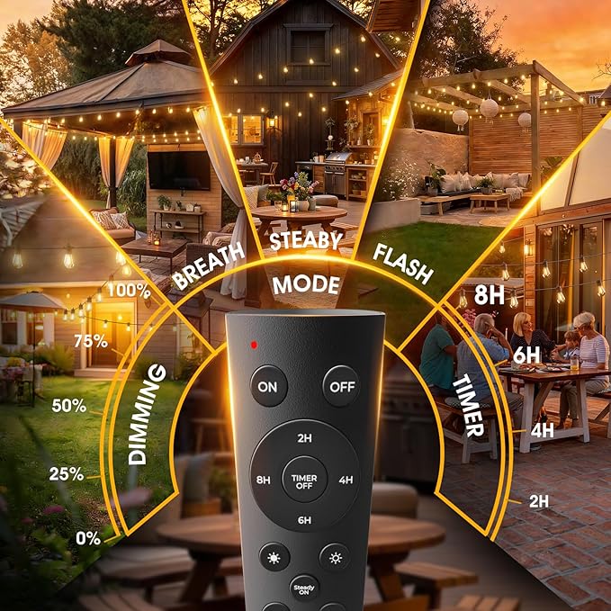 addlon 36FT LED Outdoor String Lights with 12 Edison Vintage Shatterproof Bulbs, Commercial Grade Patio Lights, IP65 Waterproof for Balcony, Backyard and Garden, Warm White