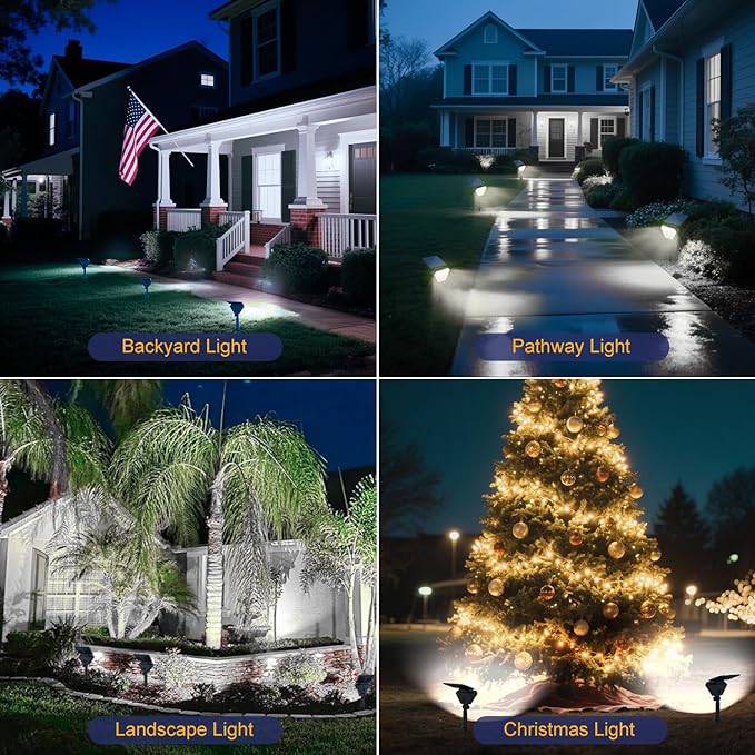 T-SUN Solar Lights Outdoor Waterproof IP65, 12 Pack LED Solar Spot Lights Color Changing IP65 Waterproof Smart Auto On/Off for Outside Landscape Garden Yard Lawn Pathway Patio Driveway