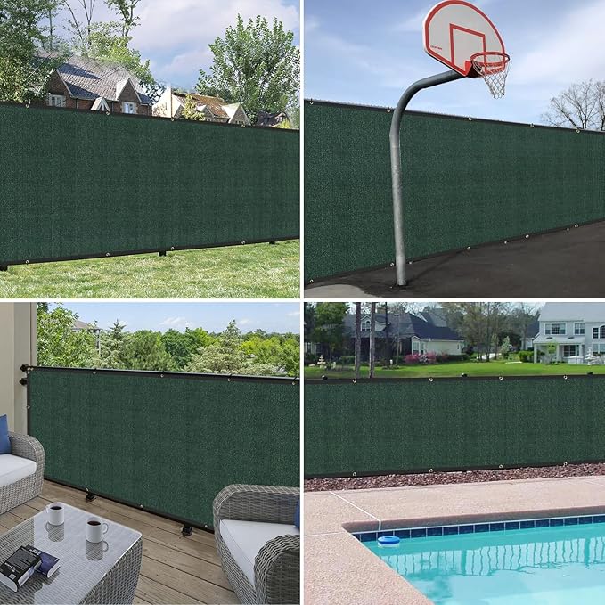 WINDSCREEN4LESS 6' x 3' Privacy Fence Screen in Green W/ Brass Grommet 85% Blockage Windscreen Outdoor Mesh Fencing Cover Netting 150GSM Fabric - Custom Size