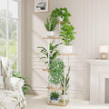 Bamworld White Plant Stand Indoor 6 Tier Metal Plant Shelf for Multiple Plants Tall Flower Stand for Patio Garden Balcony Living Room Bedroom
