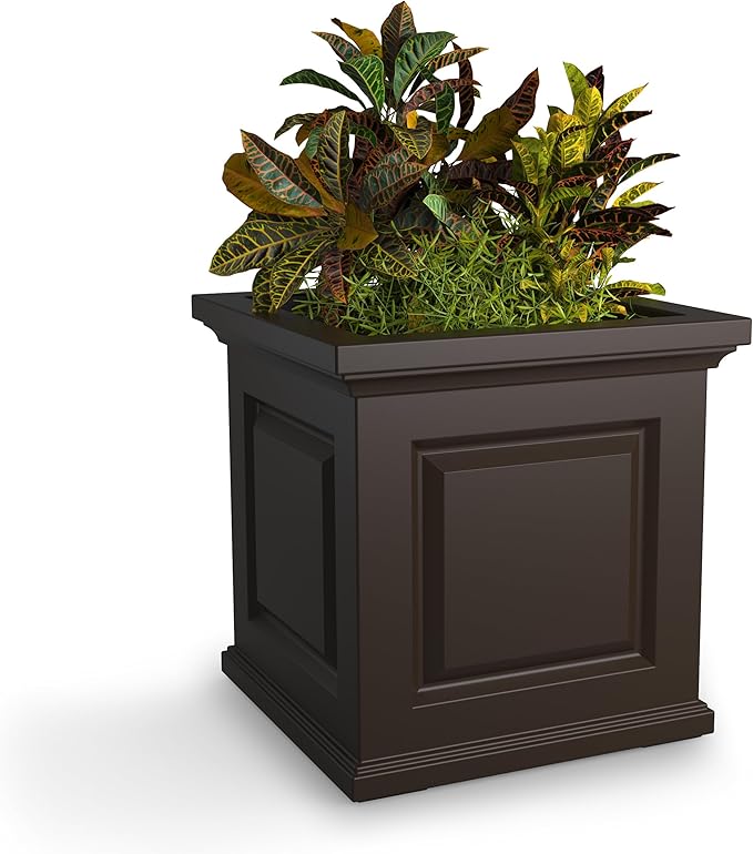 Mayne Nantucket 20-Inch Square Planter – Self-Watering, Weather-Resistant Planter for Flowers – Durable Outdoor Design for Patio, Porch, or Entryway