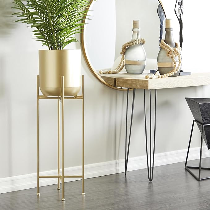 Deco 79 CosmoLiving by Cosmopolitan Modern Metal Round Planter, 13" x 13" x 41", Gold (081569)