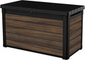 Keter Rosewood 100 Gallon Resin Deck Box Organization and Storage for Patio Furniture Outdoor Cushions, Throw Pillows, Garden Tools and Pool Toys