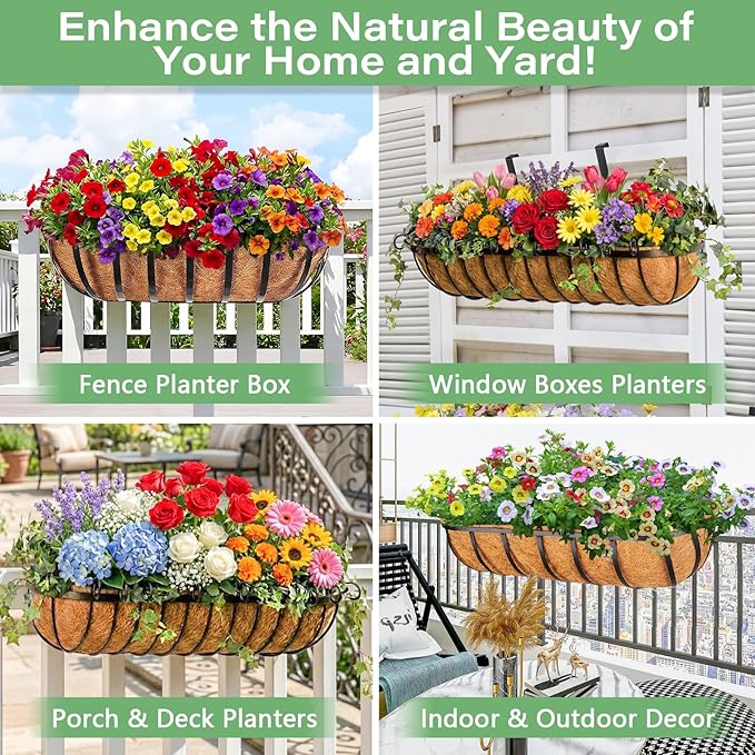 Legigo 2 Pack Trough Coco Liner for Planters- 48 Inch Window Box Liners Coconut Coir Basket Liners, Planter Box Coconut Liner for Window Flower Box Pots, Fence Trough Planter, Wall Planter Basket