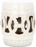 SAFAVIEH Home Collection Double Coin Cream Ceramic Indoor/ Outdoor Decorative Garden Stool (Fully Assembled)