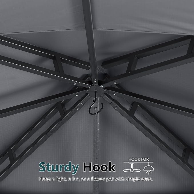MASTERCANOPY Outdoor Garden Gazebo for Patios with Stable Steel Frame and Netting Walls (9x9,Dark Gray)