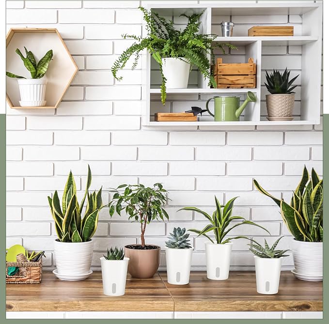 10 Pcs 3 Inch Self Watering Pots Self Watering Planters for Indoor Planters Plastic Garden Flower Pots with Level Indicator Vents for Herbs