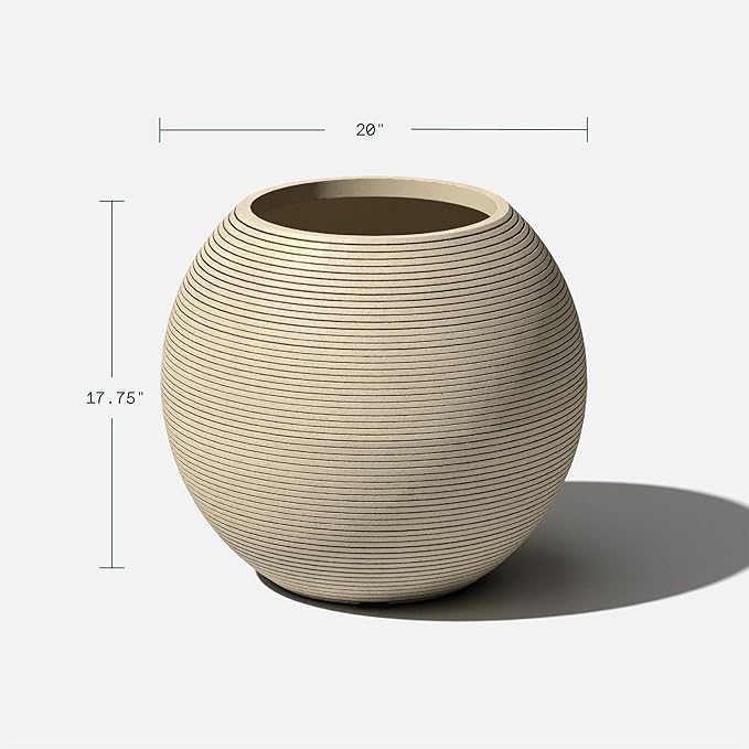 Veradek Strata Series Sphere Round Planter for Patio & Backyard | Durable Plastic-Stone Material | Modern Décor for Tall Trees and Plants
