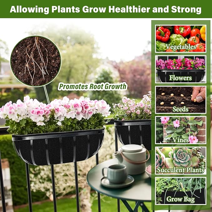 Riare 4 Pack 36 Inch Black Felt Window Box Liners- Fabric Trough Planter Basket Liners Replacement, Non-Woven Hanging Plant Liner for Wall Hanging Basket, Garden Fence Railing (Avoid Bird Nesting)