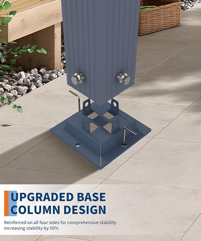 10 x 10 ft Aluminum Pergola with Adjustable Canopy, Outdoor Metal Pergola, Imitation Wood-Grain Sun Shade Shelter for Garden Patio Backyard Deck