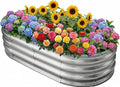 Galvanized Raised Garden Bed for Outdoor: 4x2x1ft Durable Metal Vegetable Plant Container Kit - Oval Planter Box for Gardening Flower Trough