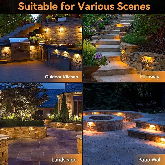 JESLED 2 Pack 7inch LED Retaining Wall Lights, 5W Landscape Lighting, LED Hardscape Lighting, Paver Lights Low Voltage Hardscape Lights, 5W Outdoor Step Lights, 2700K Warm White, Waterproof
