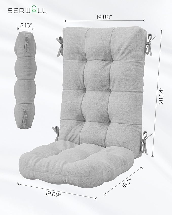 SERWALL HDPE Outdoor Rocking Cushion Set of 2, Memory Foam Cushion Flowers Pattern