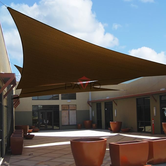 Patio Paradise 8' x 8' x 8' Sun Shade Sail Triangle Canopy Shade Cloth Fabric Sunlight Block Patio Pergola Cover HDPE Deck Awning for Outdoor Backyard Roof Shading, Brown