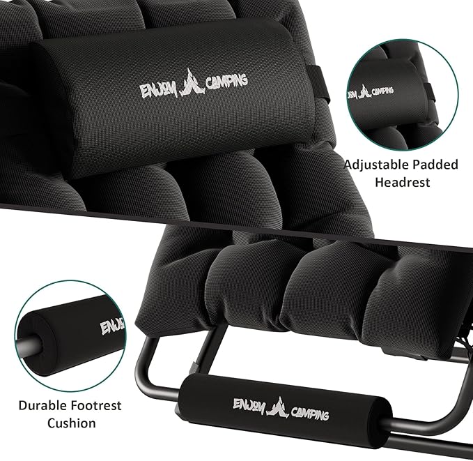 UDPATIO Oversized Zero Gravity Chair 29In XL Patio Reclining Chair with Cushion, Outdoor Folding Recliner with Pillows|Cup Holder|Foot Rest|Padded Headrest, Black, Support 500LB