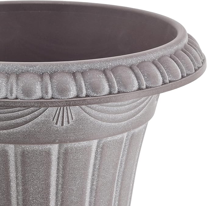 Arcadia Garden Products PL00CW Classic Traditional Plastic Urn Planter Indoor/Outdoor, 16" x 18", White Wash