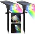 Solar Lights Outdoor Waterproof, LED Solar Spot Lights Outdoor, 7 Color Changing Solar Spotlights, Multicolor RGB Dusk-to-Dawn Uplights for Garden Landscape, Yard, IP65, Auto On/Off