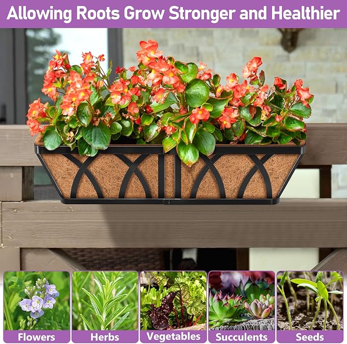 Riare 4 Pack 30 Inch Rectangle Coconut Liners for Planters, Natural Coconut Fiber Planter Liners, Window Box Liner Trough Coco Liner for Outdoor Flower, Garden Wall, Deck & Fence Planter Boxes