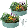 Galvanized Metal Planter Raised Garden Bed Kit for Gardening Outdoor Garden Box Raised Flower Bed 2PC Green 2X2X1FT