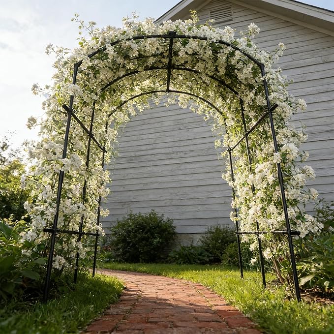 DoCred Tall Garden Arch Trellis for Climbing Plants, 87in Tall Metal Plant Support Trellis Archway for Climbing Vine Vegetable/Fruit/Flower Outdoor Yard Lawn Garden Arch Tunnel Trellis