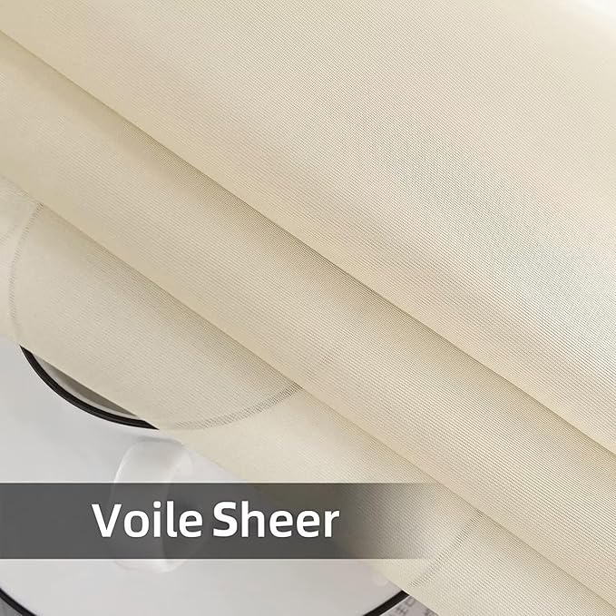 SpaceDresser Waterproof Outdoor Sheer Curtains for Patio - 2 Panels Rod Pocket Indoor Voile Sheer Curtain for Living Room,100W x 96L inch, Ivory