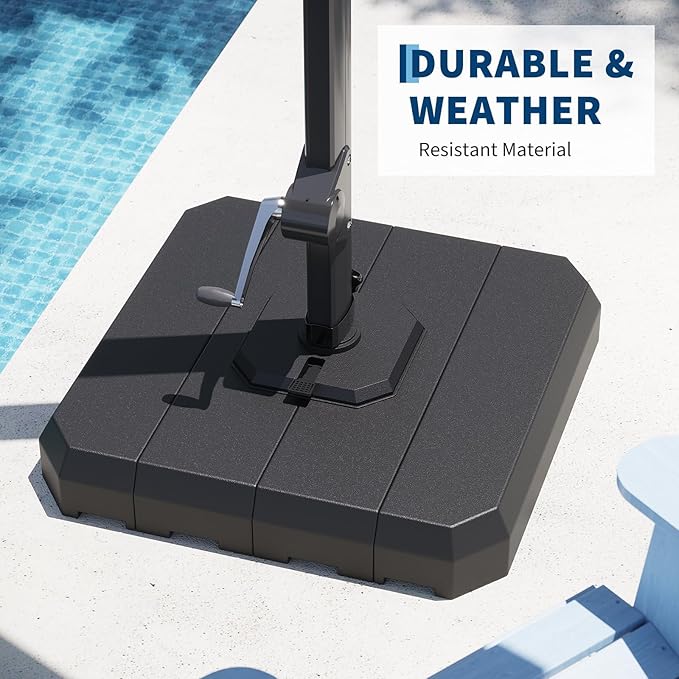 Garvee 4Pcs Patio Umbrella Base 330lb Capacity Cantilever Umbrellas Weight Stand Umbrella Base Filled with Water or Sand for 10-15FT Outdoor, Garden, Deck, Poolside Umbrellas Use, Black