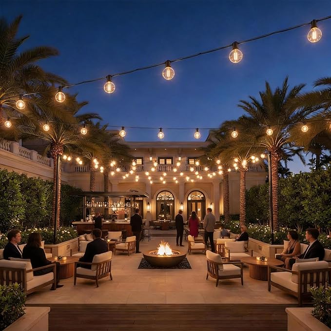 RTTY Classic Series 150FT Outdoor String Lights Pro Set with 58 G40 Bulbs - The Starter System for House Outline Lighting, Full Pergola or Pool Coverage, and Restaurant to Hotel Terrace Ambiance