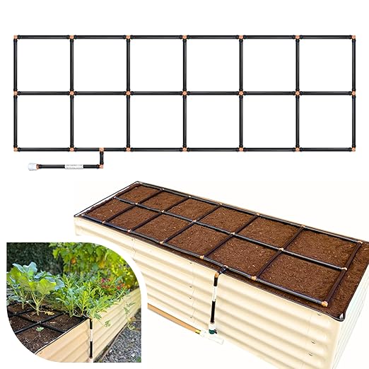 Garden Grid Watering System | Raised Garden Bed Drip Irrigation System – But Better | Pre-Assembled, Waters Every Plant Evenly, 1-Minute Setup | Square Foot Gardening Grid | US-Made (Standard, 2x6)