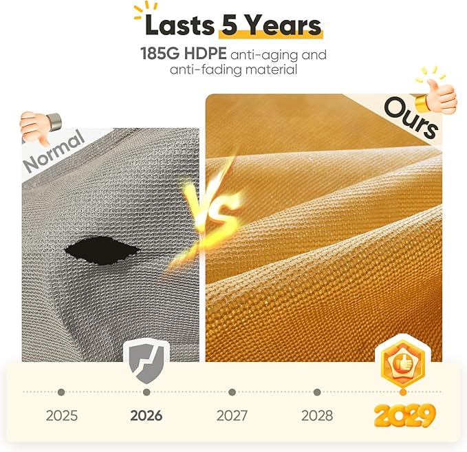 Quictent 24X24FT Large Oversized 185G HDPE Square Sun Shade Sail Canopy 98% UV Block Outdoor Patio Garden with Hardware Kit