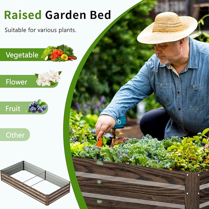 DoCred 3 in 1 Raised Garden Bed with 87in Tall Arch Trellis for Climbing Plants, Galvanized Planter Garden Box Outdoor for Gardening, Climbing Vegetables, Flower