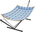 SUPERJARE Hammock with Stand, 2 Person Heavy Duty Hammock Frame, Detachable Pillow & Strong Curved-Bar & Portable Carrying Bag, Perfect for Outdoor & Indoor - Graffiti Blue