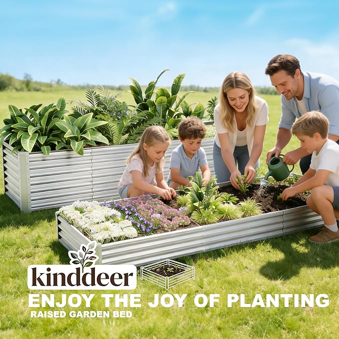 12x4x1ft(2 Pack) Raised Garden Beds Outdoor Kit, Galvanized Planter Garden Boxes Outdoor, Metal Raised Garden Beds for Vegetables,Fruits,Herb,Flower,Silver