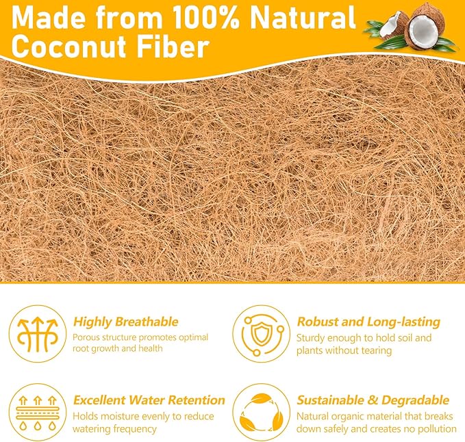 Riare 2 Pack 30 Inch Rectangle Coconut Liners for Planters, Natural Coconut Fiber Planter Liners, Window Box Liner Trough Coco Liner for Outdoor Flower, Garden Wall, Deck & Fence Planter Boxes