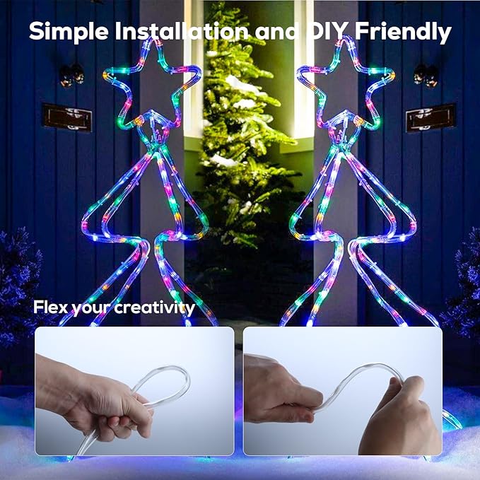 100FT 720 LED Christmas Rope Lights Outdoor Waterproof with Remote, 8 Modes and 4 Brightness Tube Lights for Patio, Outside, Garden, Indoor Outdoor Xmas Decoration (Multicolor)