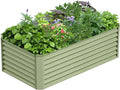 6x3x2FT Galvanized Raised Garden Bed,Galvanized Planter Boxes Outdoor, Large Metal Raised Garden Beds for Vegetables-Green