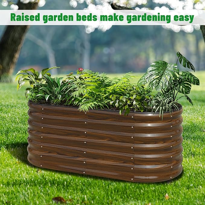 SnugNiture Galvanized Steel Raised Garden Bed Kit, 4x2x2 ft Large Metal Planter Box Outdoor for Gardening Vegetables, Flowers and Fruits