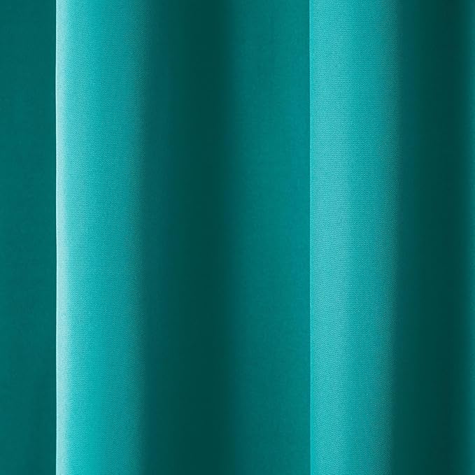 TOWN & COUNTRY BASICS Cabana Solid Heavyweight Indoor Outdoor Curtains, Light Filtering Opacity with Grommet Top, Water Repellent, 2-Pack Set, 54"x120", Teal