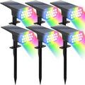 Solar Lights Outdoor Waterproof, LED Solar Spot Lights Outdoor, 7 Color Changing Solar Spotlights, Multicolor RGB Dusk-to-Dawn Uplights for Garden Landscape, Yard, IP65, Auto On/Off