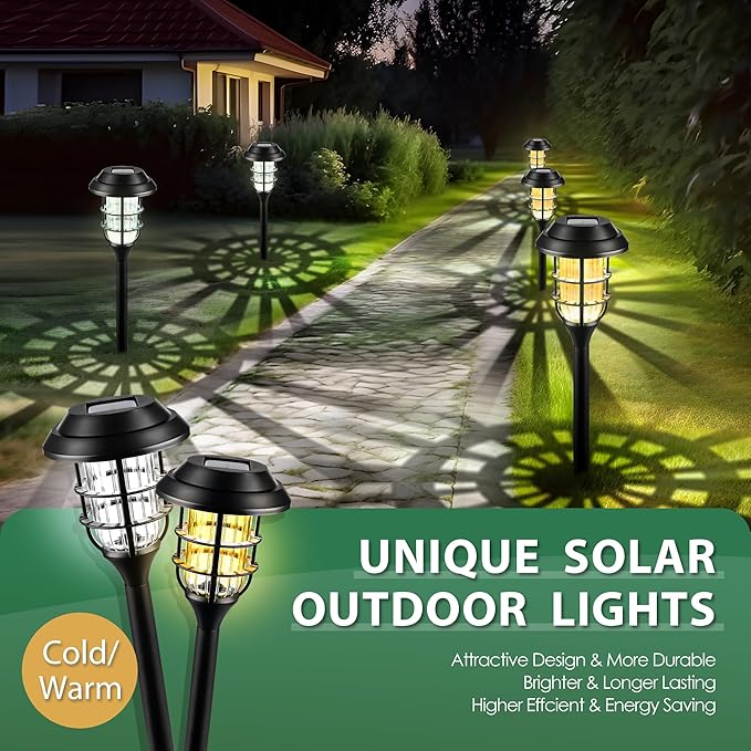 SOLPEX Solar Lights for Outside, Solar Outdoor Pathway Garden Lights Waterproof, Solar Powered Landscape Lighting for Yard, Garden, Pathway, Patio, Porch, Walkway, Driveway, 12 Pack(Cold White)