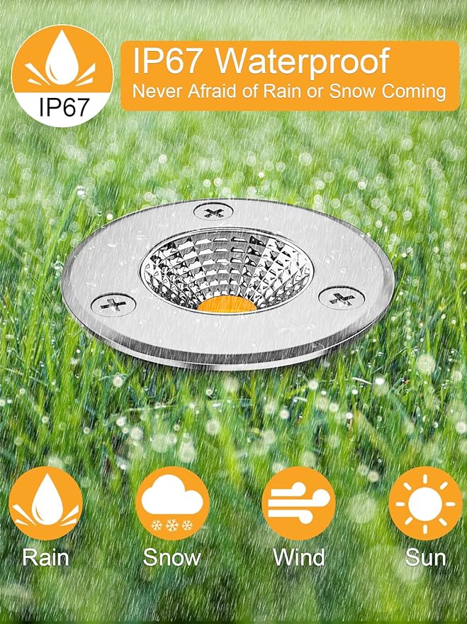 ZUCKEO Low Voltage Landscape Lights LED Well Lights 3W 12V-24V in Ground Light IP67 Waterproof Outdoor Low Voltage Landscape Lighting for Floor Driveway Deck Step Garden (8 Pack Warm White)