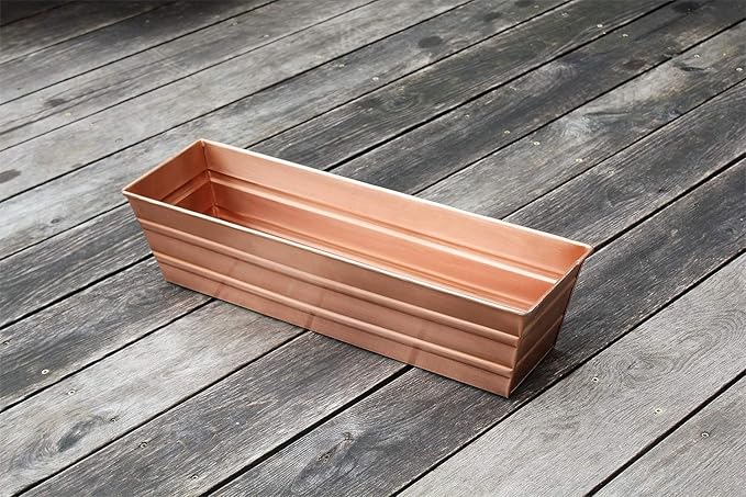 Achla Designs Copper PlatedWindow Flower Box Planter-Small (22" L x 6" W x 5" H)