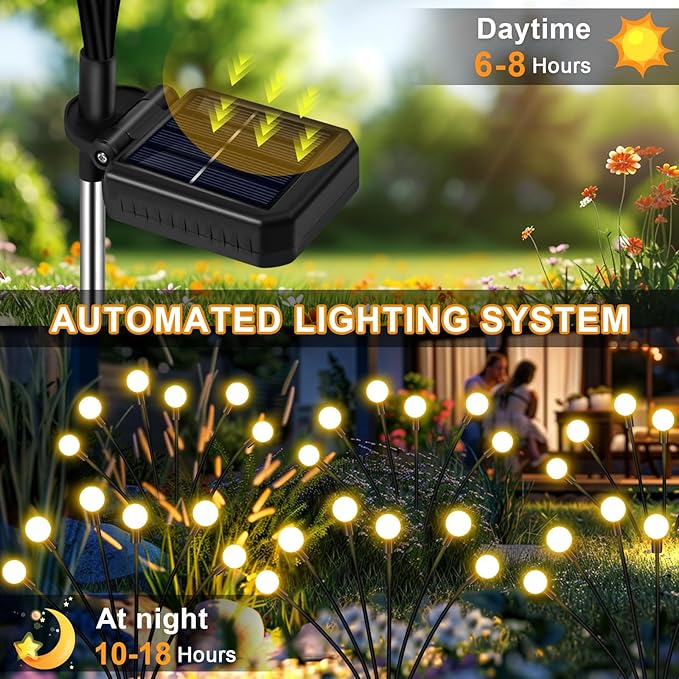 Solar Garden Lights Outdoor, 6 Pack 48LED Waterproof Solar Powered Lights for Yard Pathway Patio, Swaying Lawn Decor as Gardening Gifts for Women Holiday