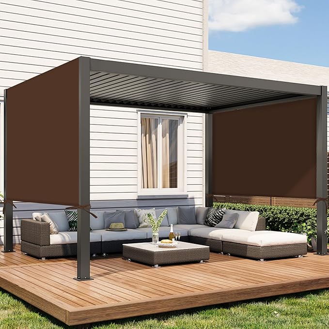 17x6.8 Ft Universal Pergola Replacement Canopy, Outdoor Canopy Shade Cover(Cover Only) (Coffee)