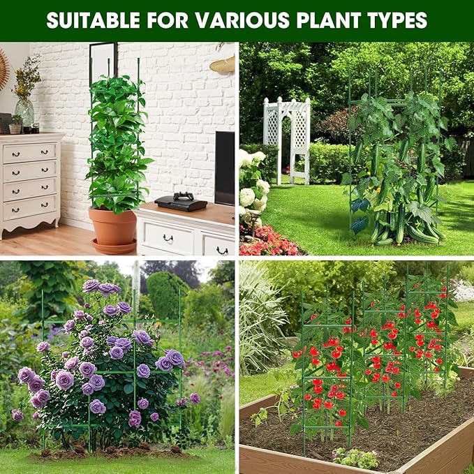 8 Pack Tomato Cages for Garden,Up to 51.2Inch Tomato Cage Trellis-Upgraded Hexagon Connector,Heavy Duty Adjustable Tomato Stake Support for Raised Garden Bed