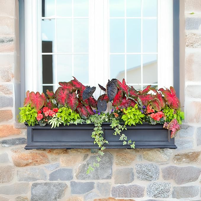 Mayne Fairfield 5-Foot Window Box – Self-Watering, Weather-Resistant Planter for Flowers – Durable Design for Outdoor Use, Perfect for Windows